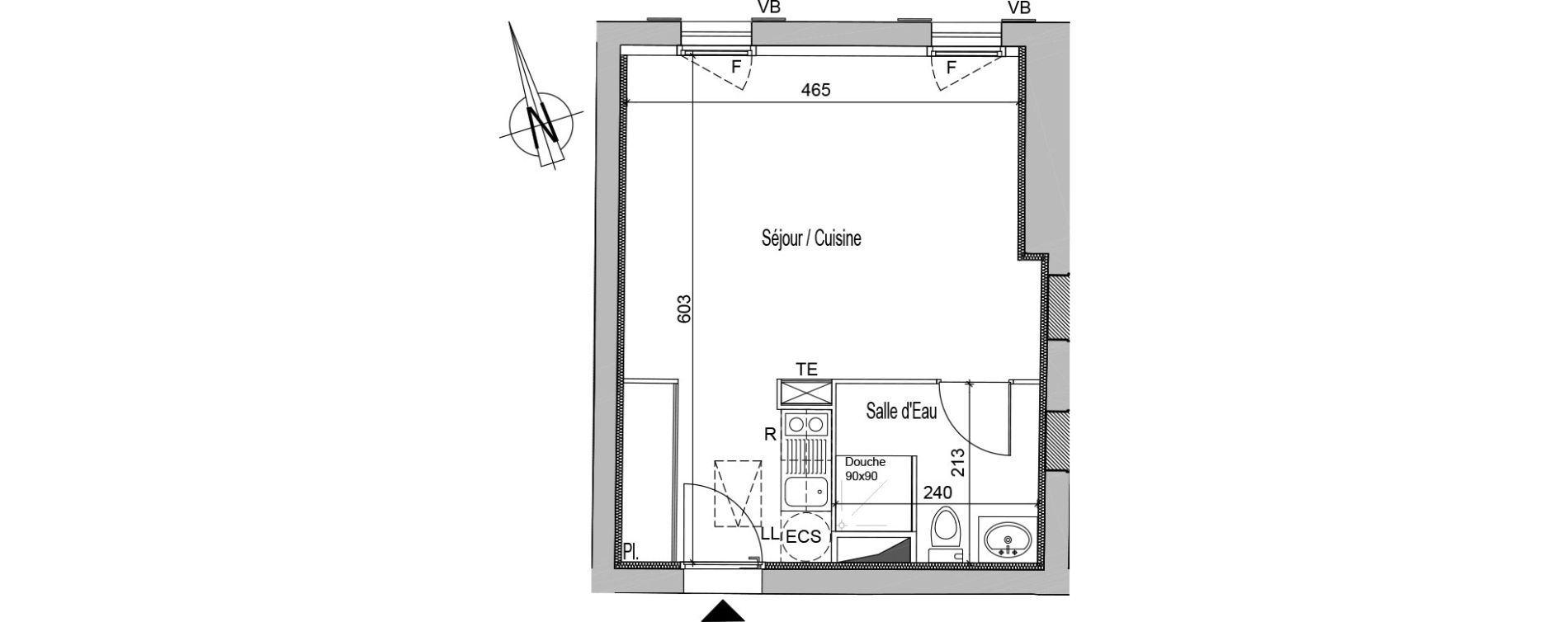 Appartement T1 bis de 28,23 m2 &agrave; Saint-Caprais-De-Bordeaux Centre