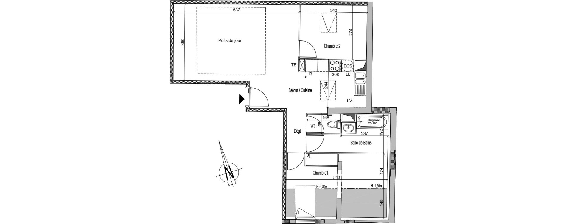 Appartement T3 de 65,80 m2 à Saint-Caprais-De-Bordeaux Centre