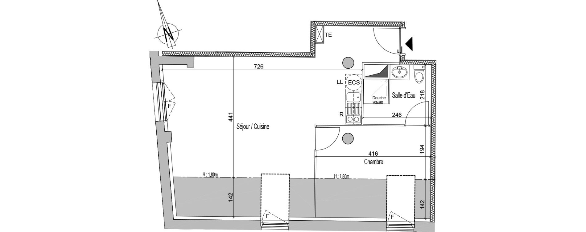 Appartement T2 de 46,40 m2 &agrave; Saint-Caprais-De-Bordeaux Centre