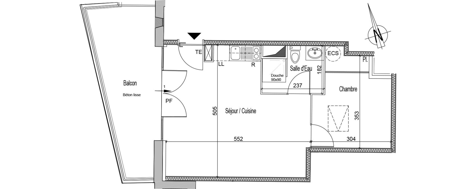 Appartement T2 de 37,54 m2 &agrave; Saint-Caprais-De-Bordeaux Centre