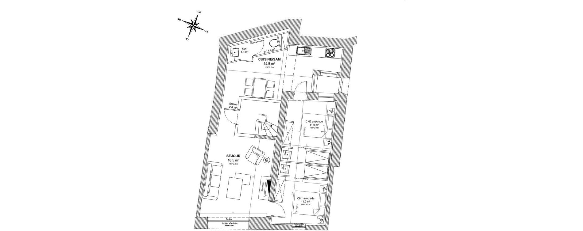 Appartement T3 de 61,50 m2 &agrave; Saint-&Eacute;milion Centre