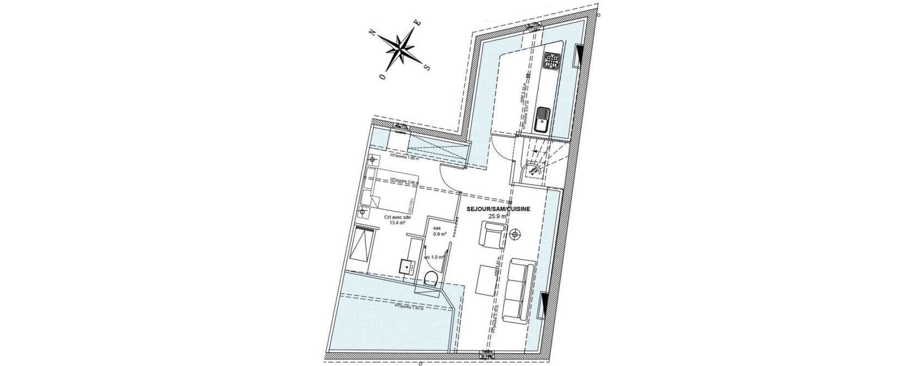 Appartement T2 de 41,20 m2 &agrave; Saint-&Eacute;milion Centre