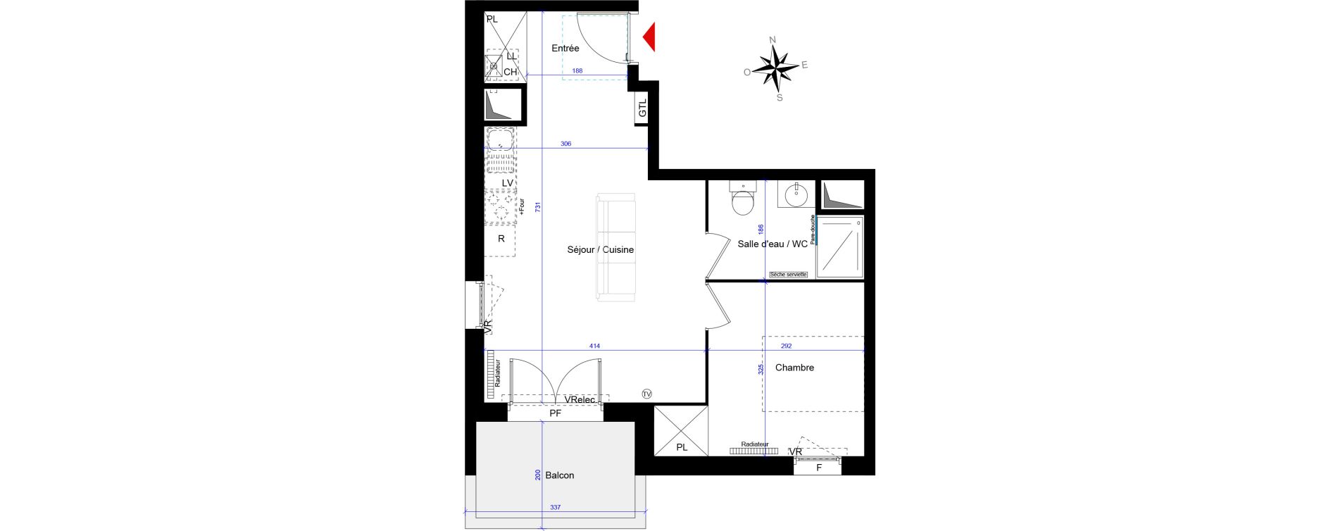 Appartement T2 de 40,88 m2 &agrave; Saint-Jean-D'Illac Centre
