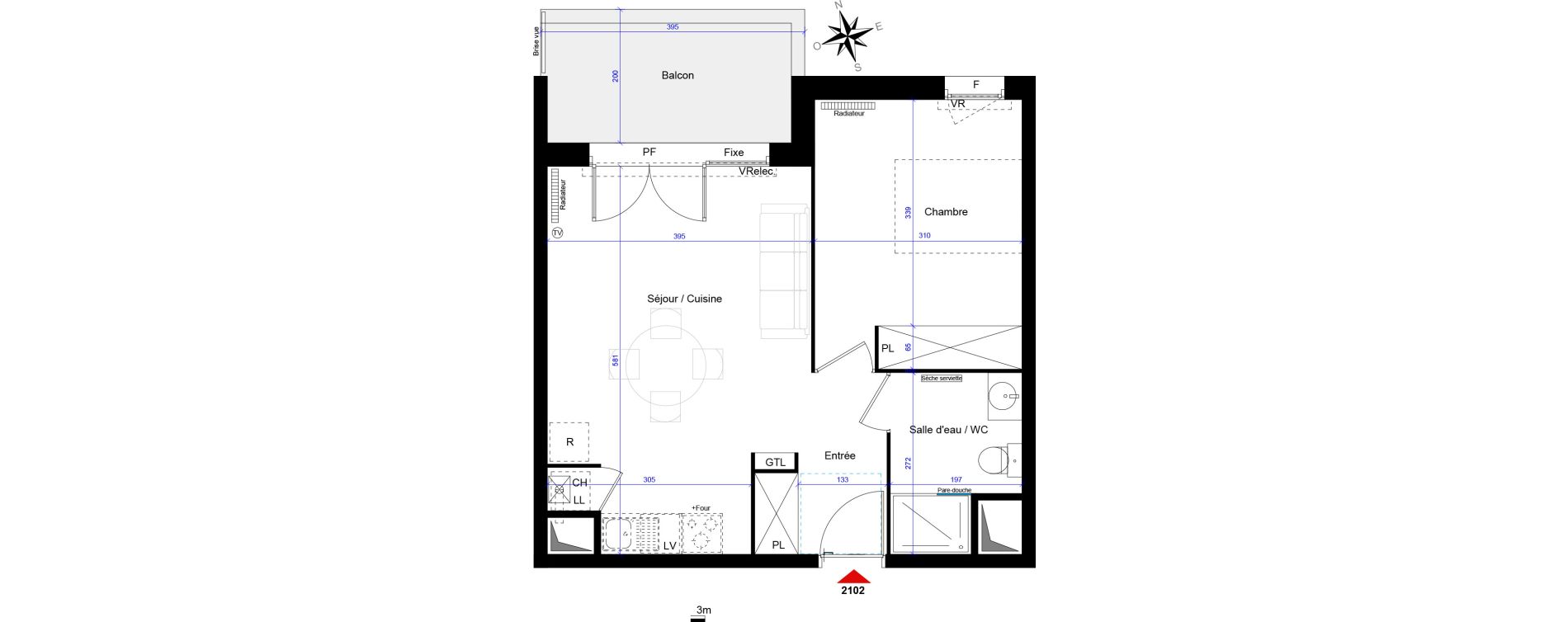Appartement T2 de 42,33 m2 &agrave; Saint-Jean-D'Illac Centre