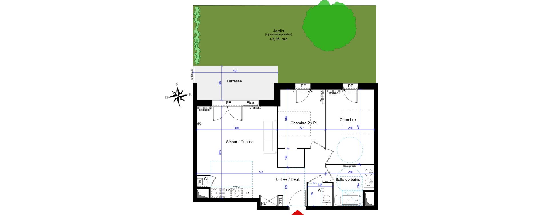 Appartement T3 de 61,33 m2 &agrave; Saint-Jean-D'Illac Centre
