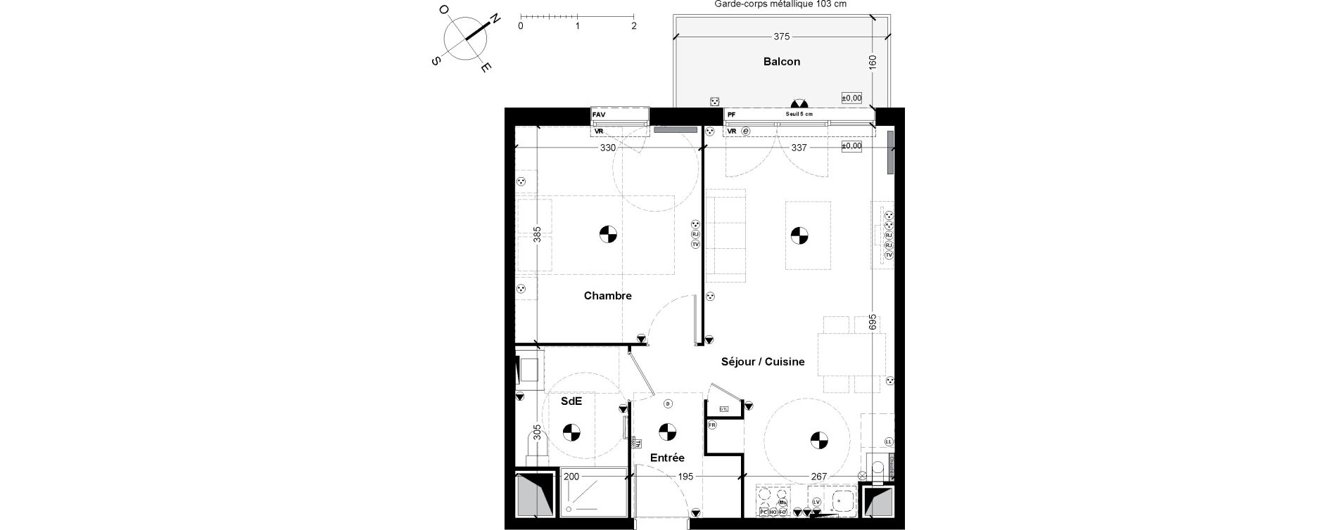 Appartement T2 de 44,67 m2 &agrave; Saint-Loub&egrave;s Centre