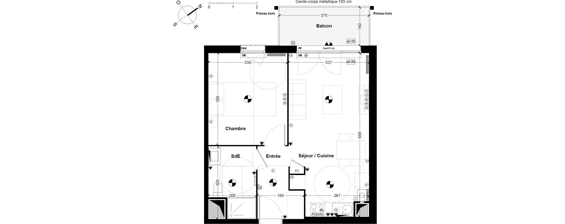 Appartement T2 de 44,41 m2 &agrave; Saint-Loub&egrave;s Centre