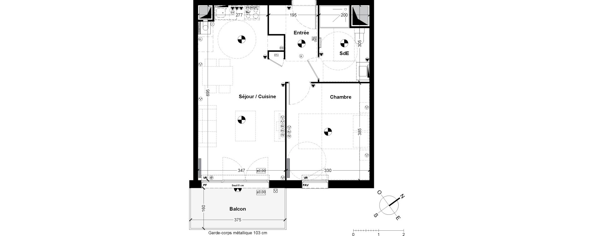 Appartement T2 de 45,36 m2 &agrave; Saint-Loub&egrave;s Centre