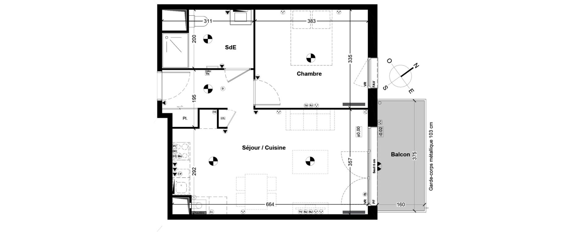Appartement T2 de 45,46 m2 &agrave; Saint-Loub&egrave;s Centre