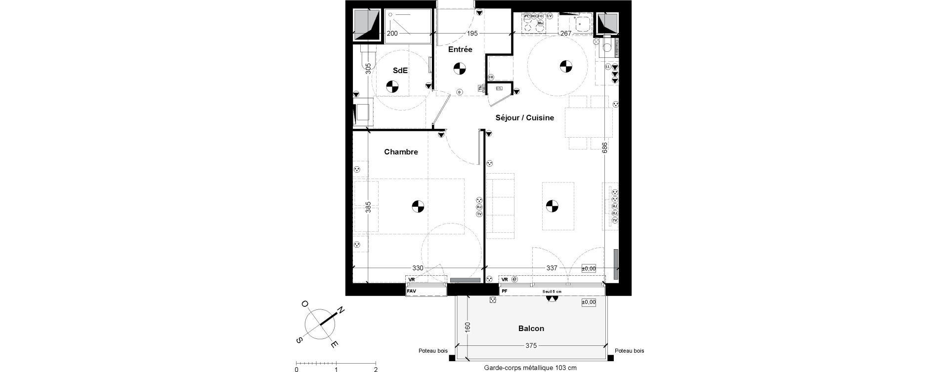 Appartement T2 de 44,41 m2 &agrave; Saint-Loub&egrave;s Centre