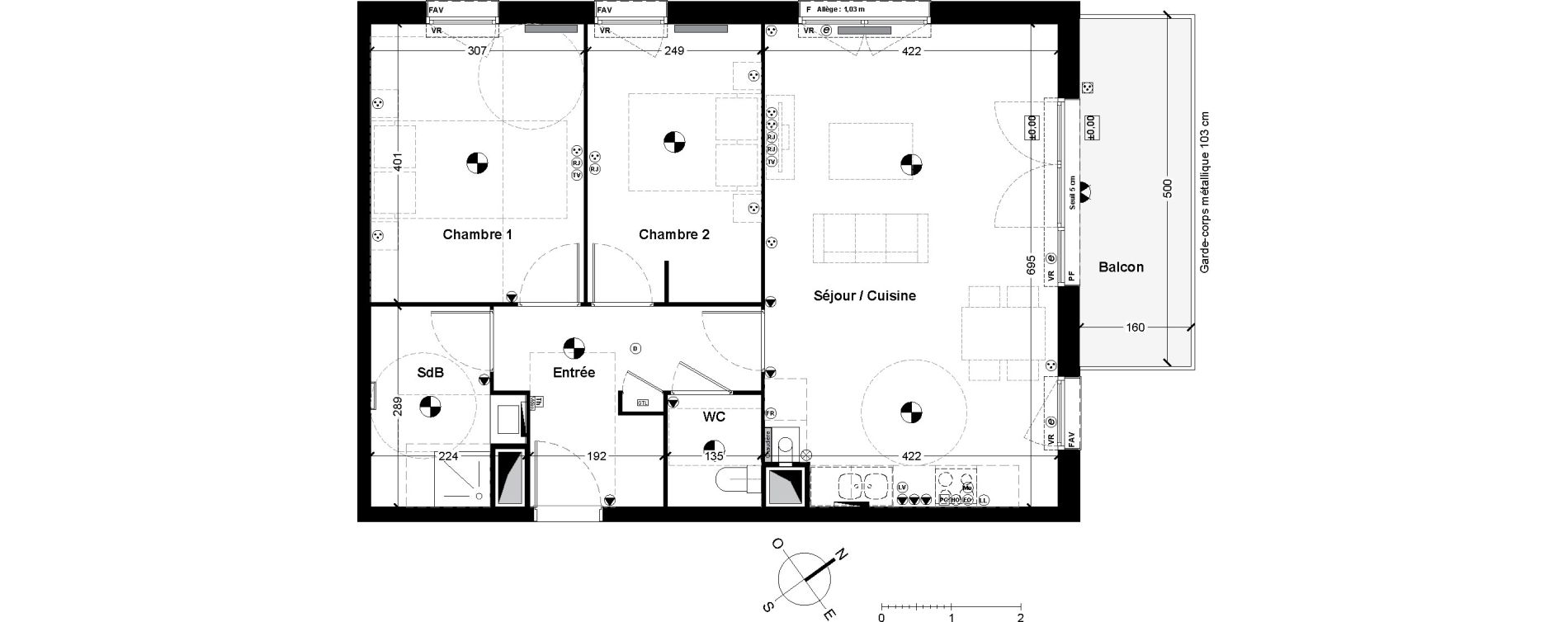 Appartement T3 de 66,38 m2 &agrave; Saint-Loub&egrave;s Centre