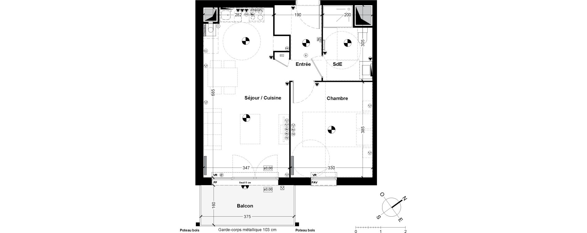 Appartement T2 de 45,09 m2 &agrave; Saint-Loub&egrave;s Centre