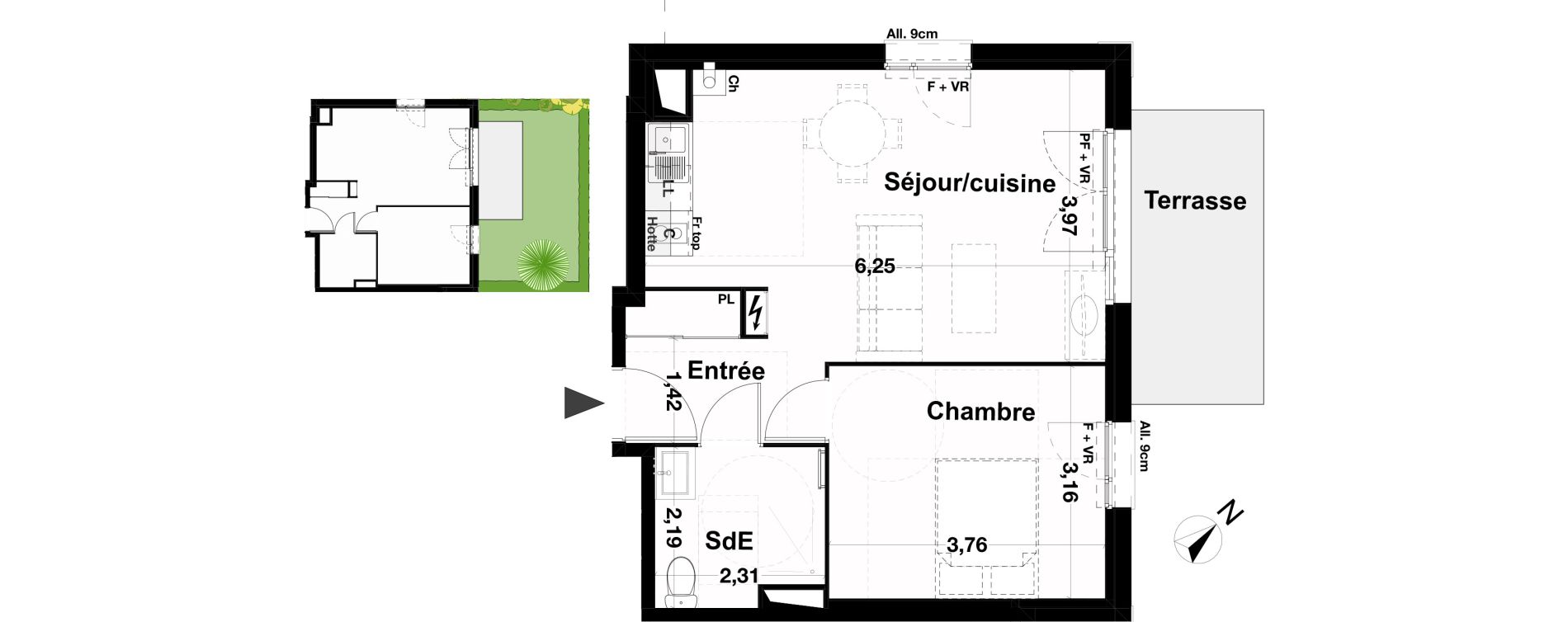 Appartement T2 de 43,92 m2 &agrave; Saint-Loub&egrave;s La terrasse