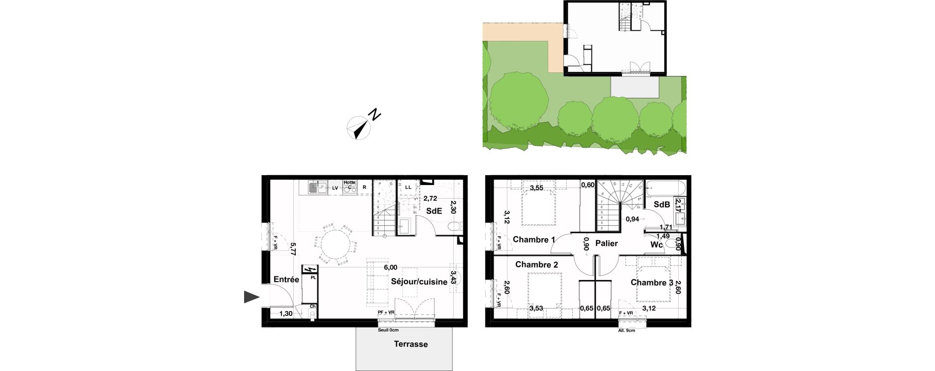 Duplex T4 de 84,11 m2 &agrave; Saint-Loub&egrave;s La terrasse