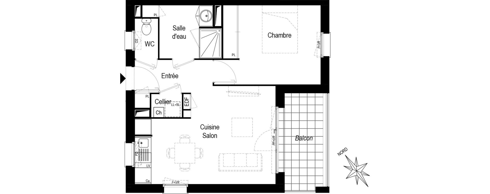 Appartement T2 de 43,39 m2 &agrave; Saint-M&eacute;dard-D'Eyrans Centre