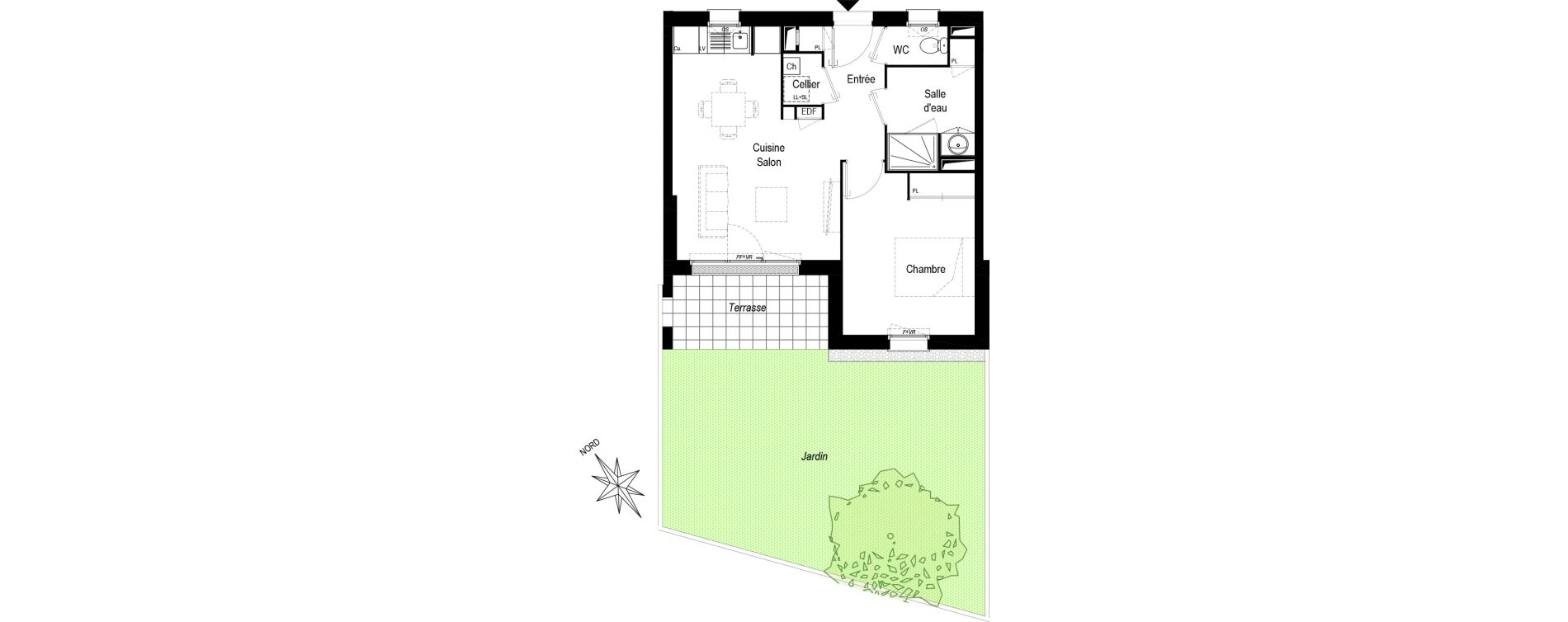 Appartement T2 de 43,85 m2 &agrave; Saint-M&eacute;dard-D'Eyrans Centre
