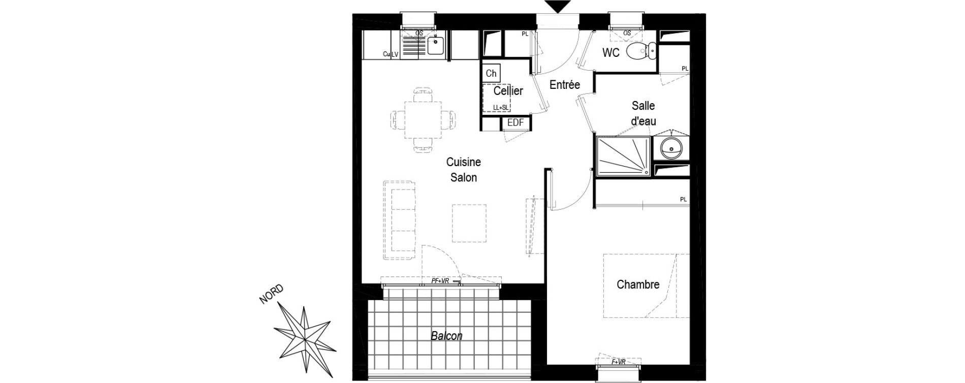 Appartement T2 de 43,95 m2 &agrave; Saint-M&eacute;dard-D'Eyrans Centre