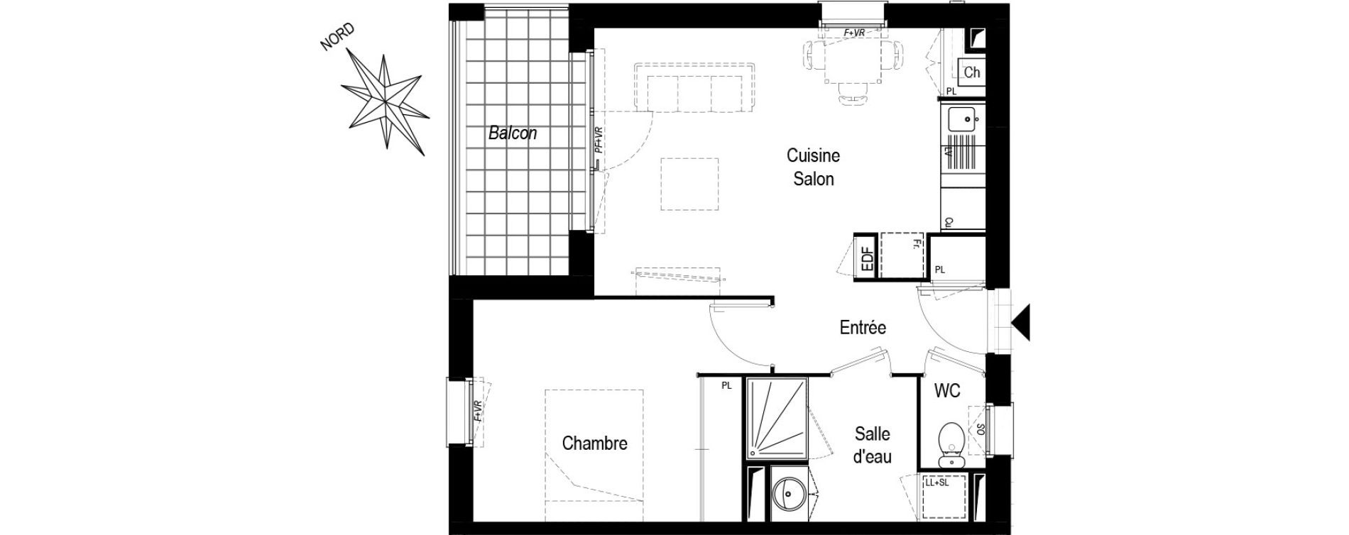 Appartement T2 de 43,86 m2 &agrave; Saint-M&eacute;dard-D'Eyrans Centre