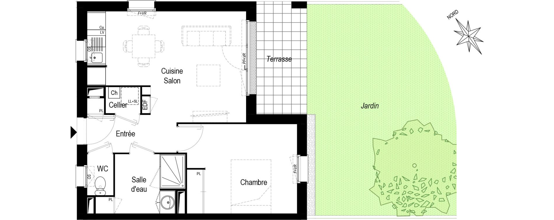 Appartement T2 de 43,36 m2 &agrave; Saint-M&eacute;dard-D'Eyrans Centre