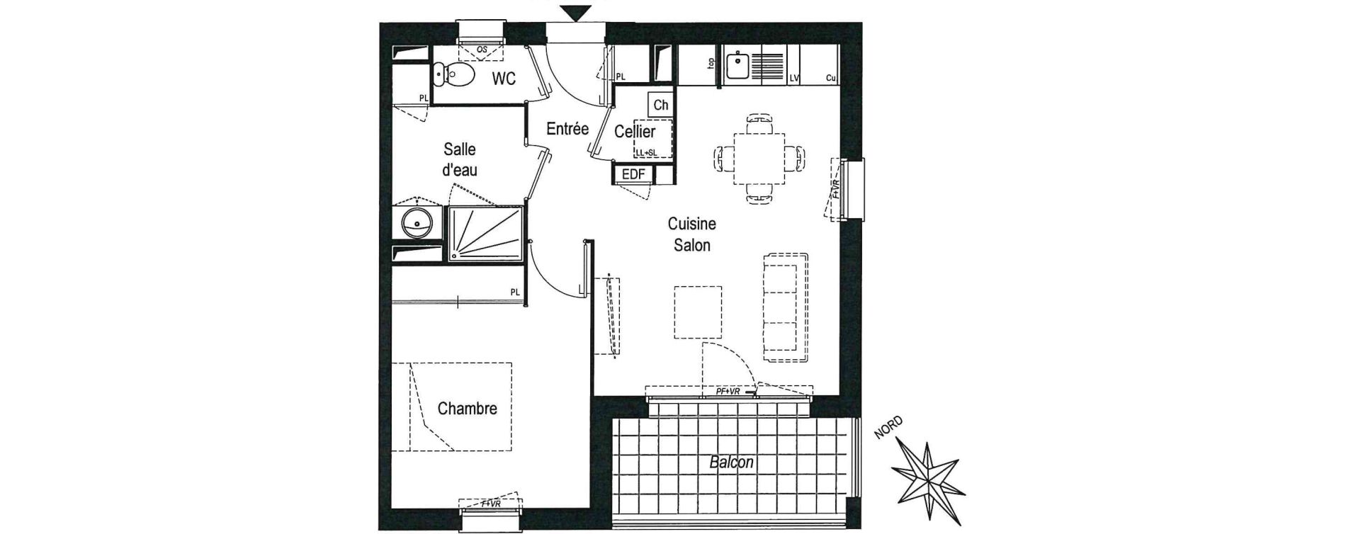 Appartement T2 de 43,37 m2 &agrave; Saint-M&eacute;dard-D'Eyrans Centre