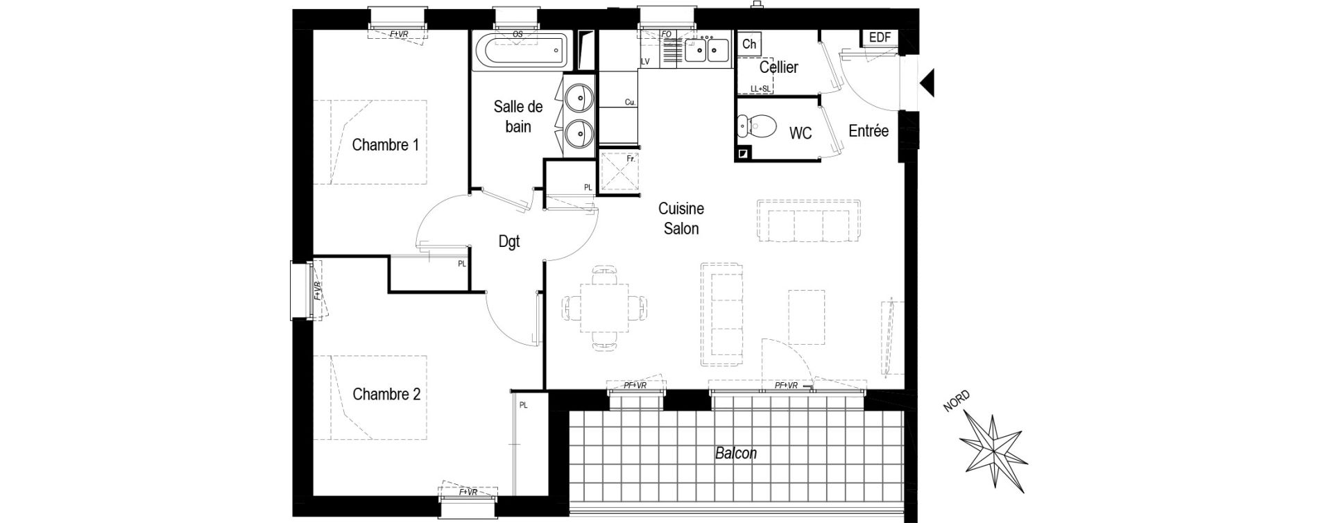 Appartement T3 de 64,71 m2 &agrave; Saint-M&eacute;dard-D'Eyrans Centre