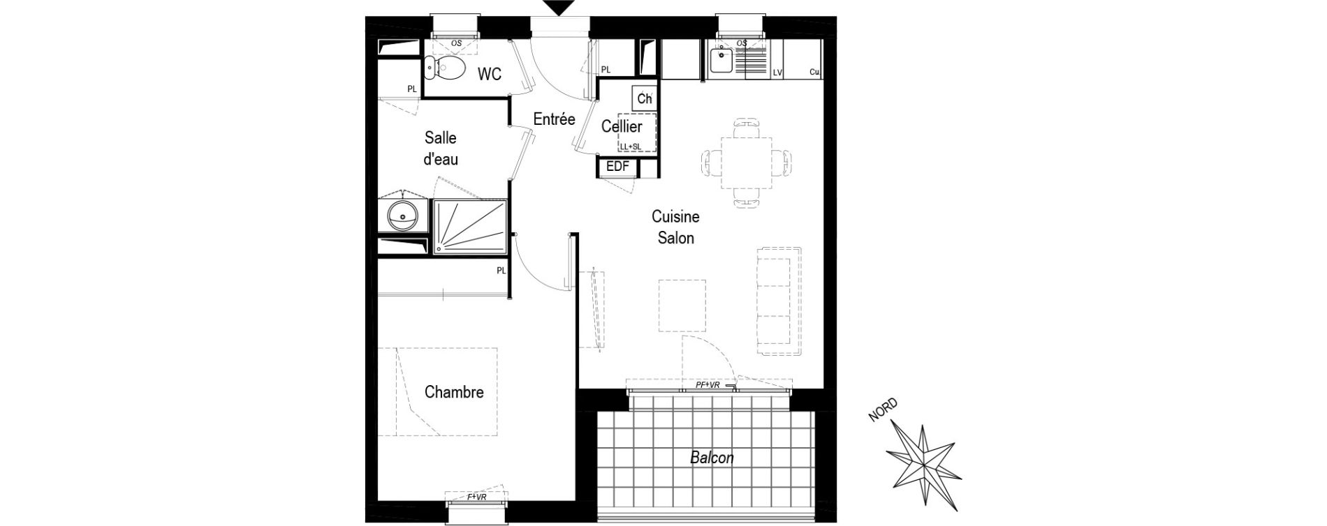 Appartement T2 de 43,32 m2 &agrave; Saint-M&eacute;dard-D'Eyrans Centre