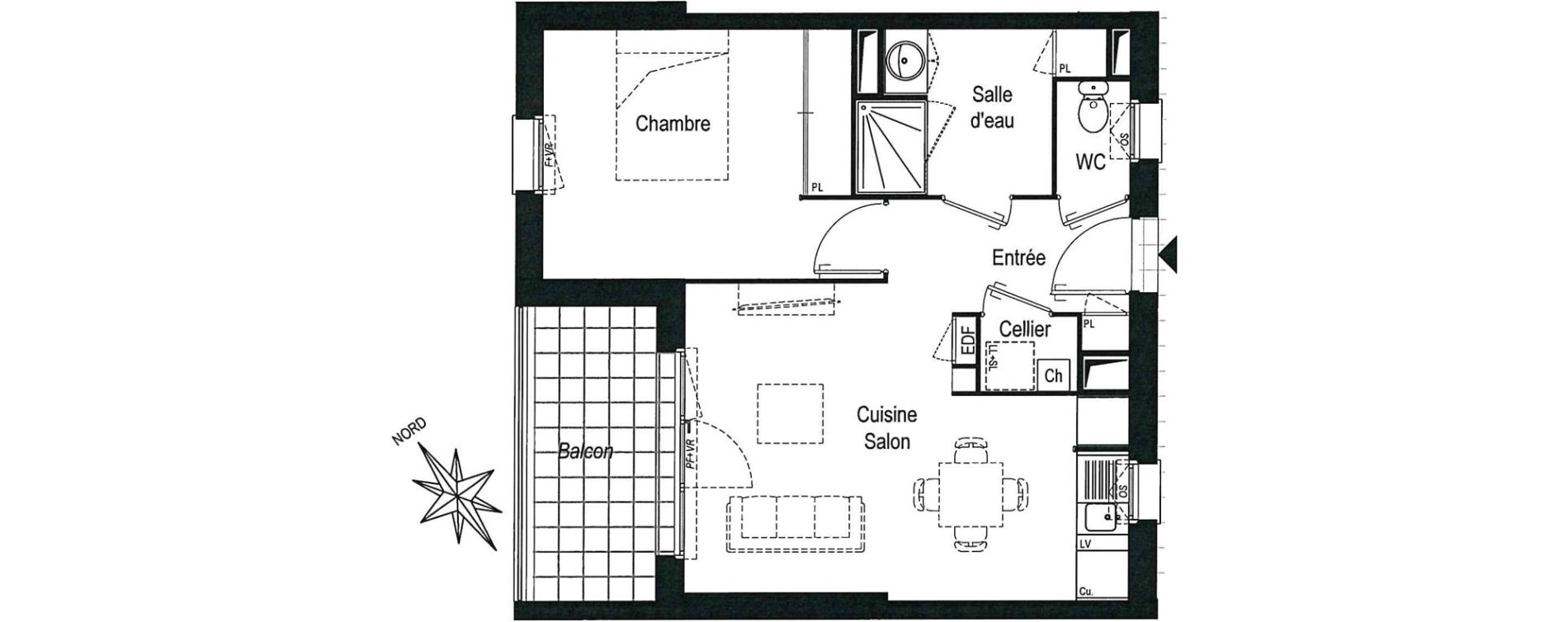 Appartement T2 de 43,65 m2 &agrave; Saint-M&eacute;dard-D'Eyrans Centre