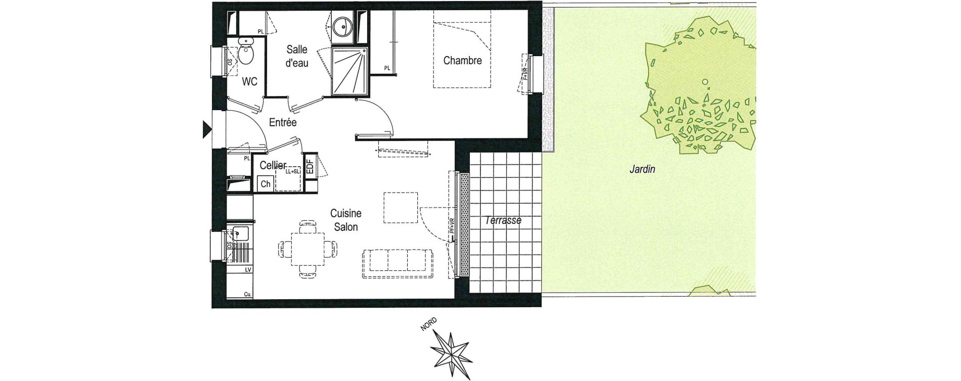 Appartement T2 de 43,36 m2 &agrave; Saint-M&eacute;dard-D'Eyrans Centre
