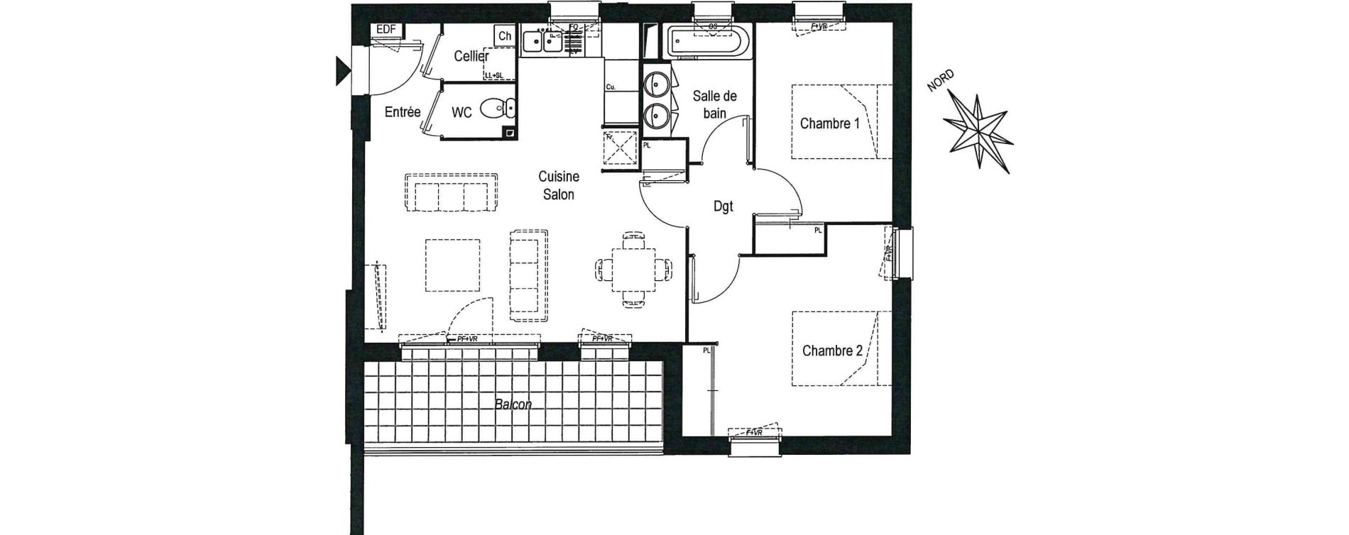 Appartement T3 de 64,73 m2 &agrave; Saint-M&eacute;dard-D'Eyrans Centre