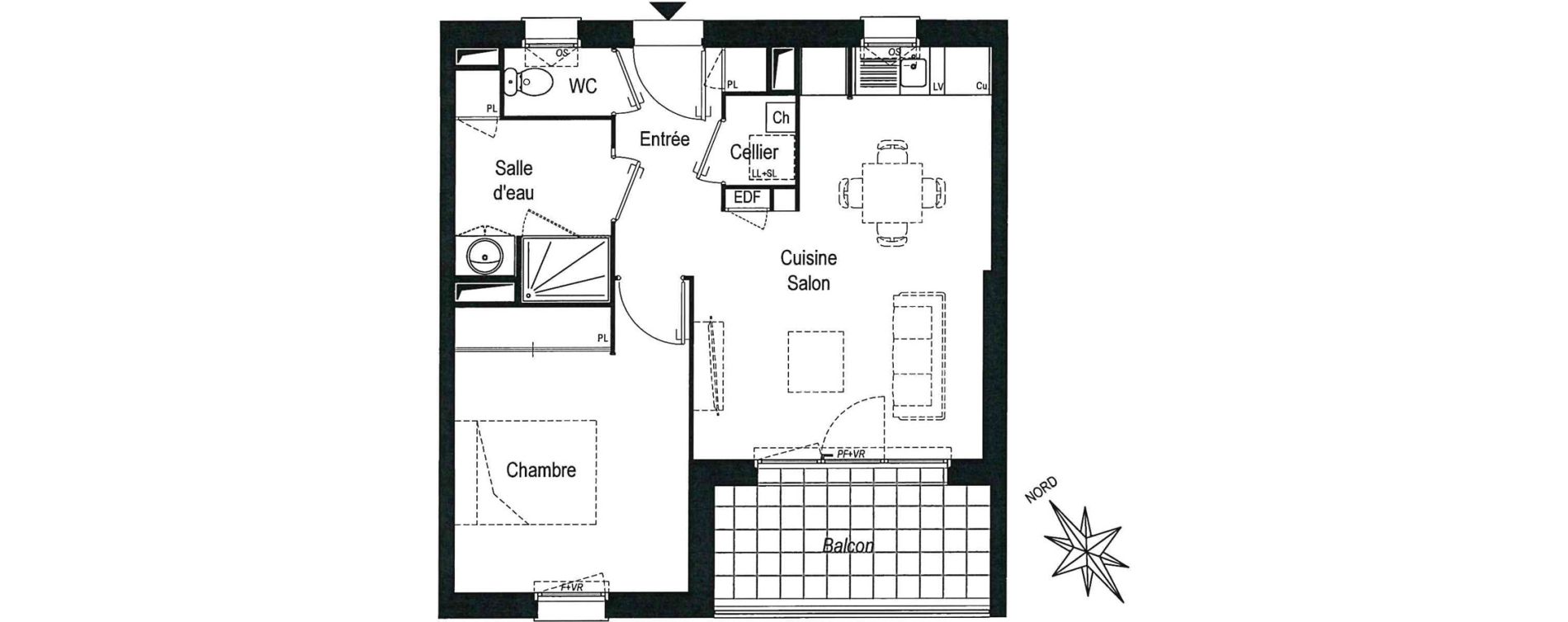 Appartement T2 de 43,72 m2 &agrave; Saint-M&eacute;dard-D'Eyrans Centre