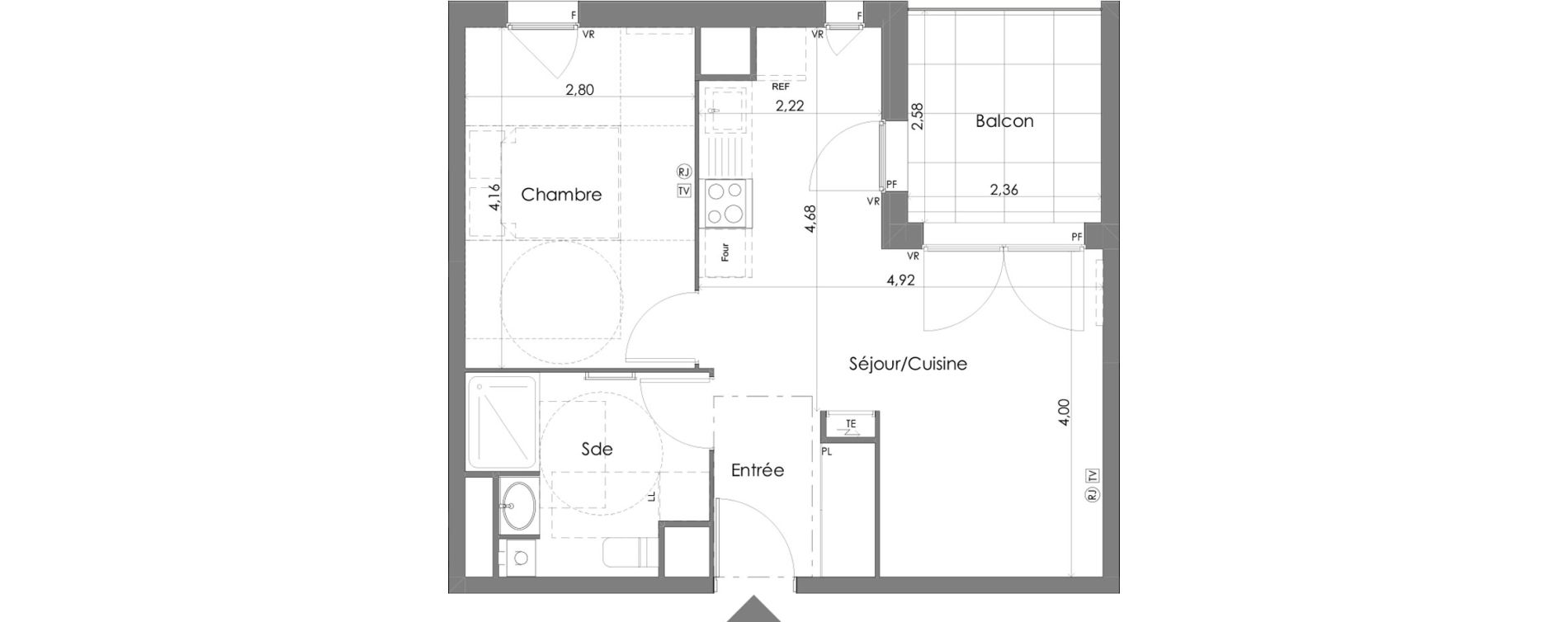 Appartement T2 de 42,52 m2 &agrave; Saint-M&eacute;dard-En-Jalles Centre ville