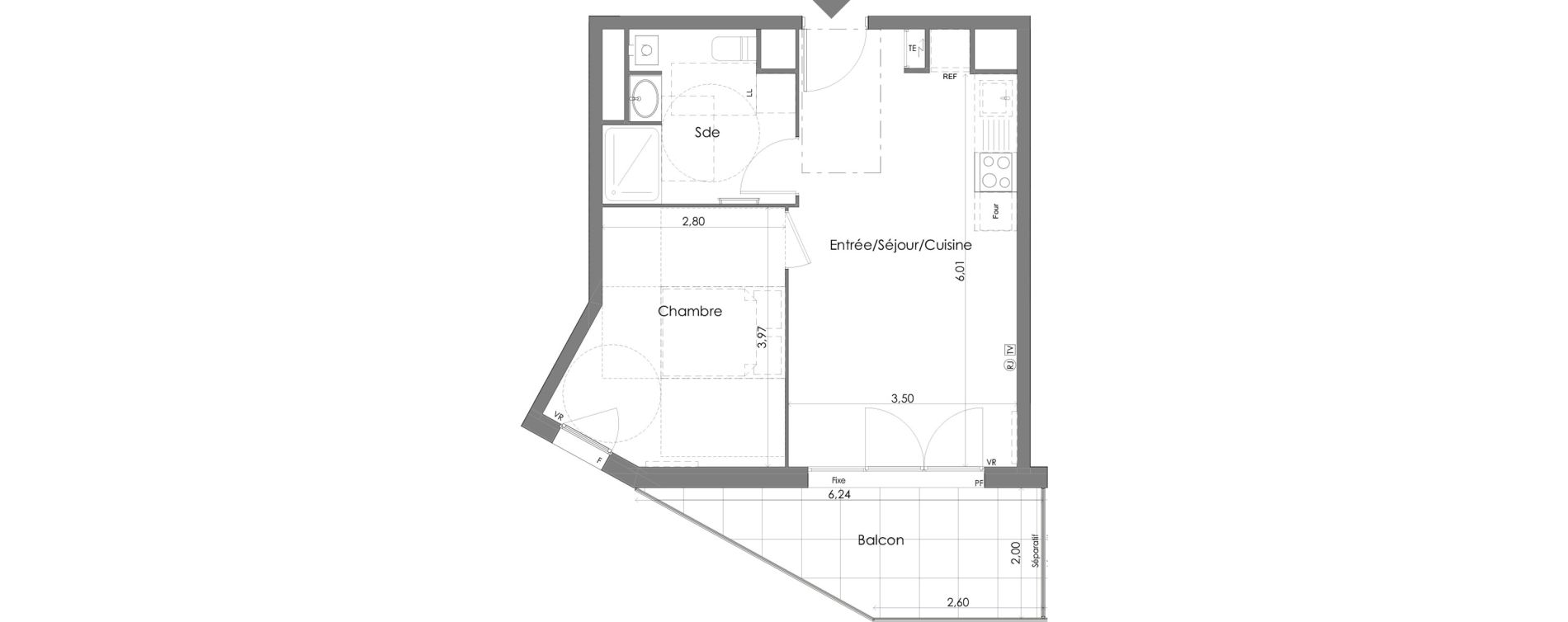 Appartement T2 de 41,15 m2 &agrave; Saint-M&eacute;dard-En-Jalles Centre ville