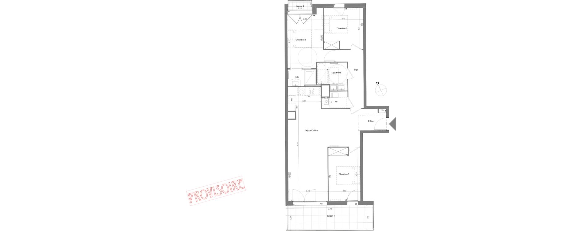 Appartement T4 de 86,72 m2 &agrave; Saint-M&eacute;dard-En-Jalles Centre ville
