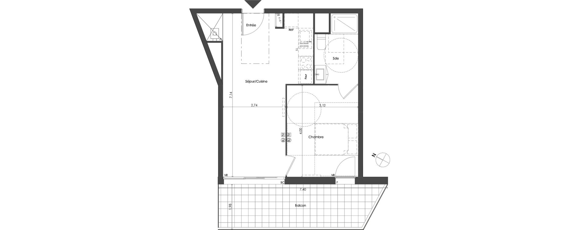 Appartement T2 de 41,94 m2 &agrave; Saint-M&eacute;dard-En-Jalles Centre ville