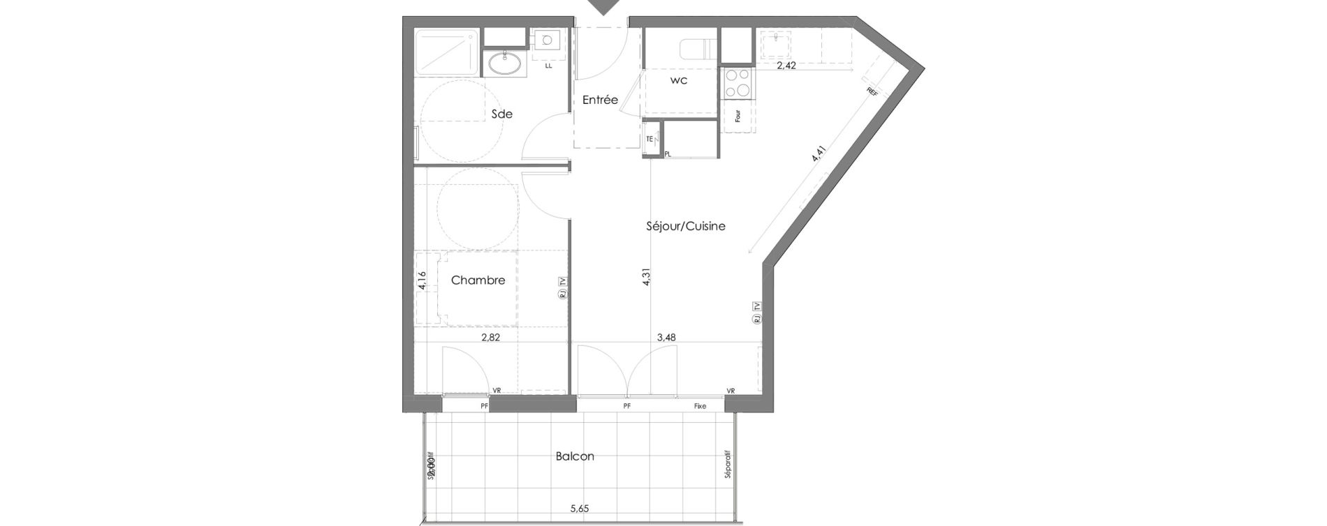 Appartement T2 de 47,06 m2 &agrave; Saint-M&eacute;dard-En-Jalles Centre ville