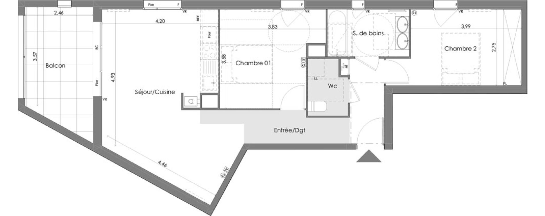 Appartement T3 de 66,74 m2 &agrave; Saint-M&eacute;dard-En-Jalles Centre ville