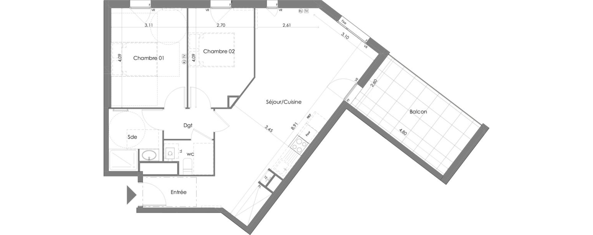 Appartement T3 de 68,66 m2 &agrave; Saint-M&eacute;dard-En-Jalles Centre ville