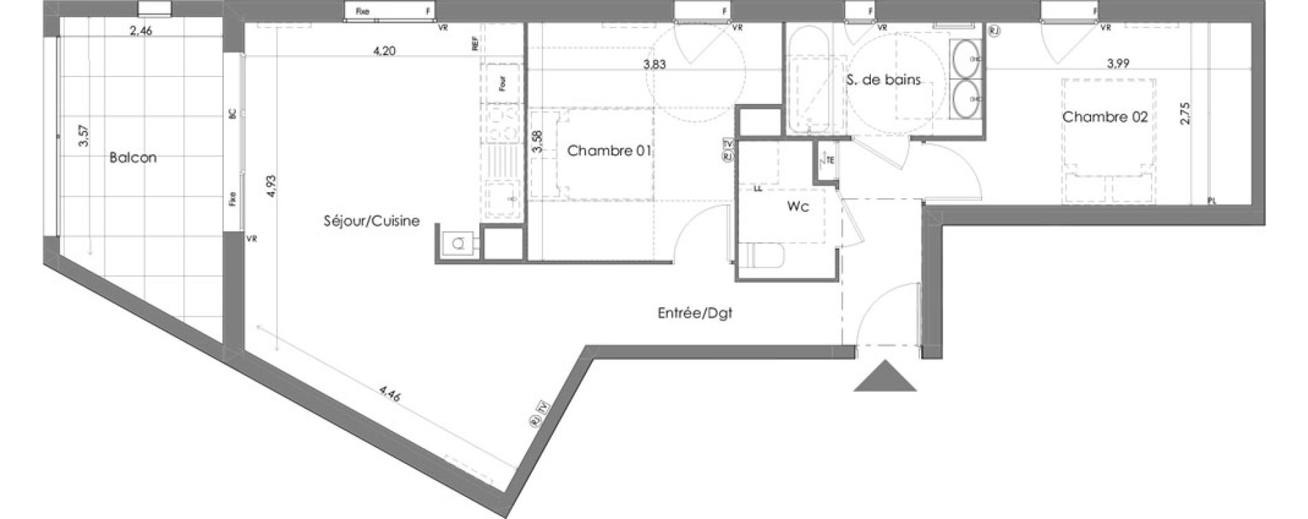 Appartement T3 de 66,74 m2 &agrave; Saint-M&eacute;dard-En-Jalles Centre ville