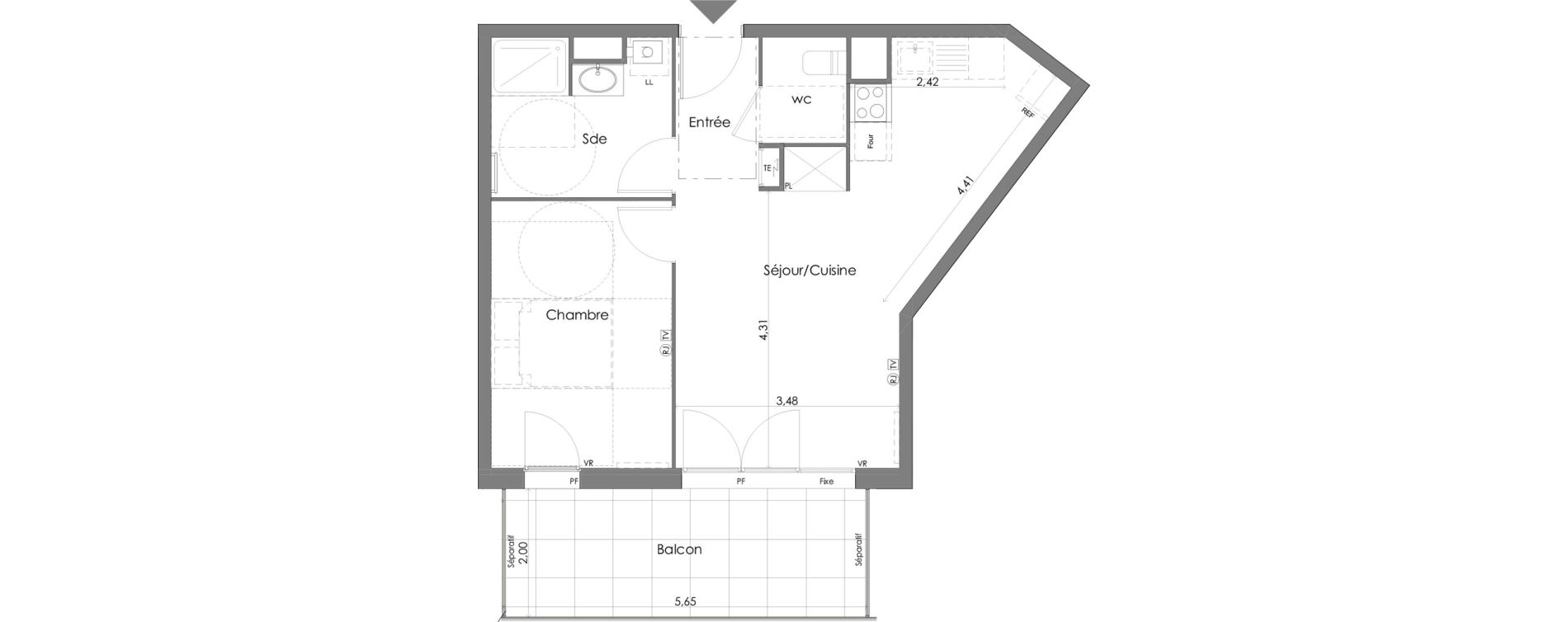 Appartement T2 de 47,11 m2 &agrave; Saint-M&eacute;dard-En-Jalles Centre ville