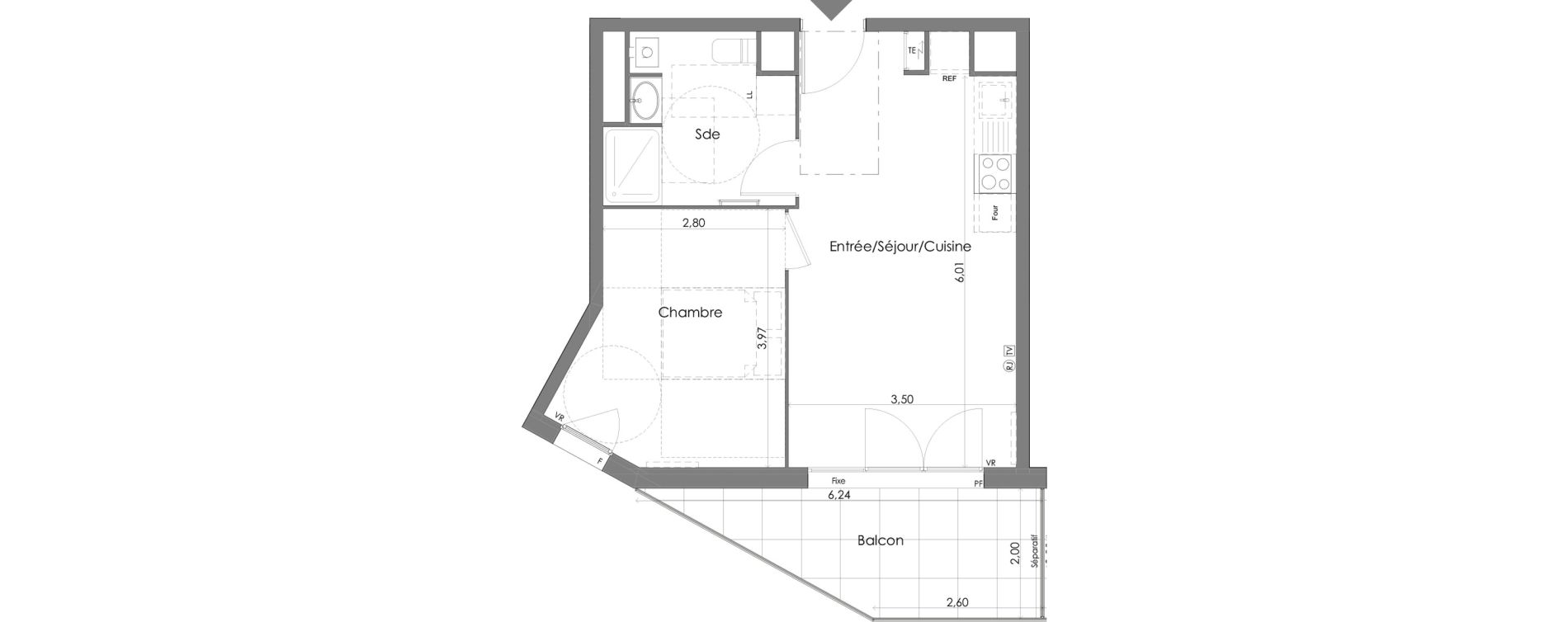 Appartement T2 de 41,15 m2 &agrave; Saint-M&eacute;dard-En-Jalles Centre ville