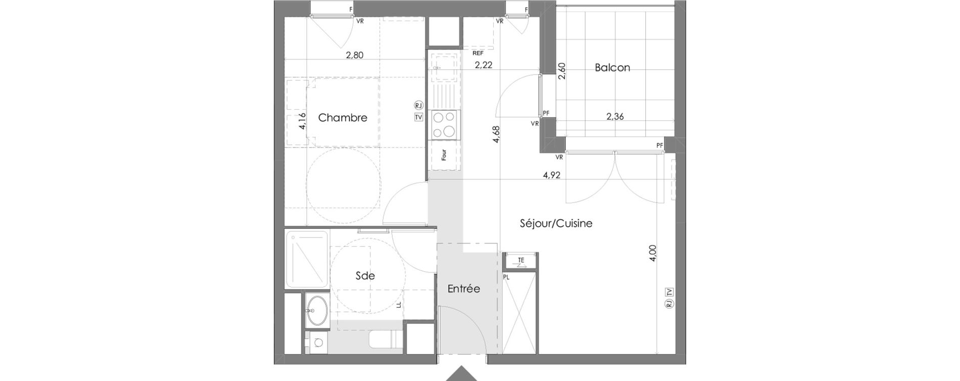 Appartement T2 de 42,53 m2 &agrave; Saint-M&eacute;dard-En-Jalles Centre ville