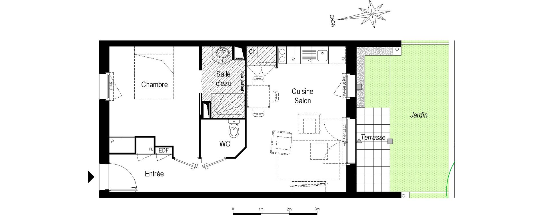Appartement T2 de 42,82 m2 &agrave; Saint-M&eacute;dard-En-Jalles Centre