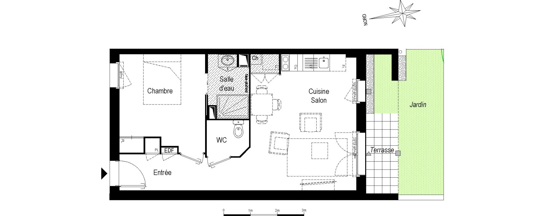 Appartement T2 de 43,67 m2 &agrave; Saint-M&eacute;dard-En-Jalles Centre