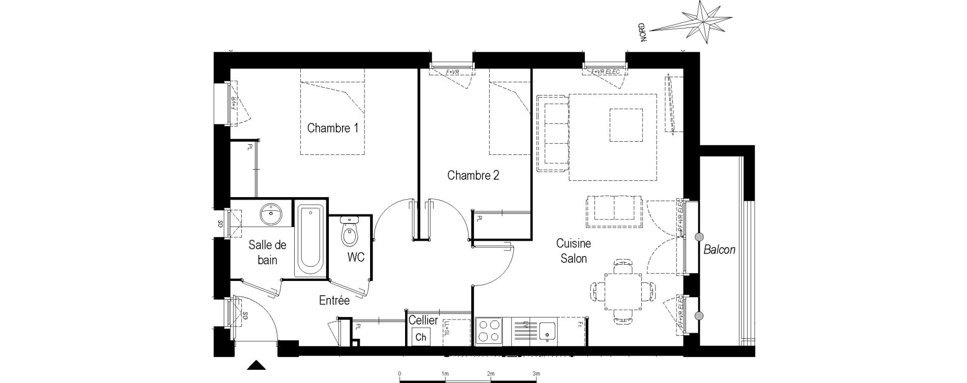 Appartement T3 de 59,20 m2 &agrave; Saint-M&eacute;dard-En-Jalles Centre