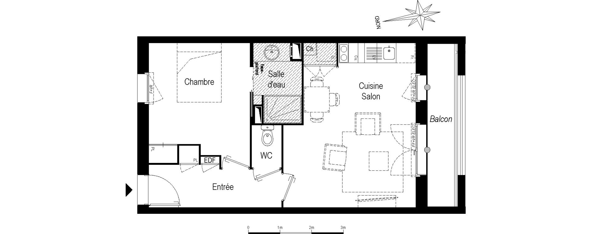 Appartement T2 de 42,77 m2 &agrave; Saint-M&eacute;dard-En-Jalles Centre