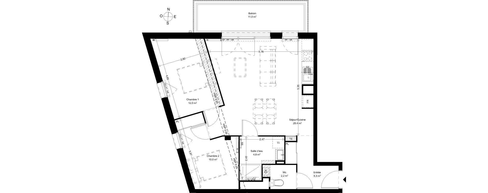 Appartement T3 de 63,70 m2 &agrave; Saint-Vincent-De-Paul Centre