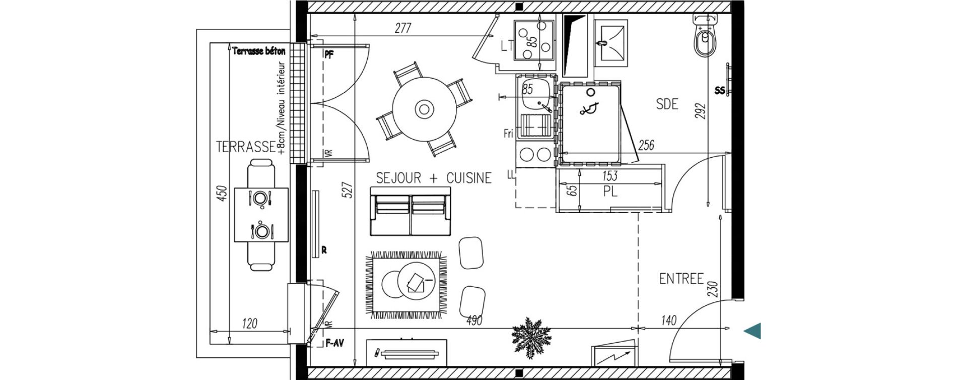 Appartement T1 de 32,14 m2 &agrave; Saint-Vincent-De-Paul Centre