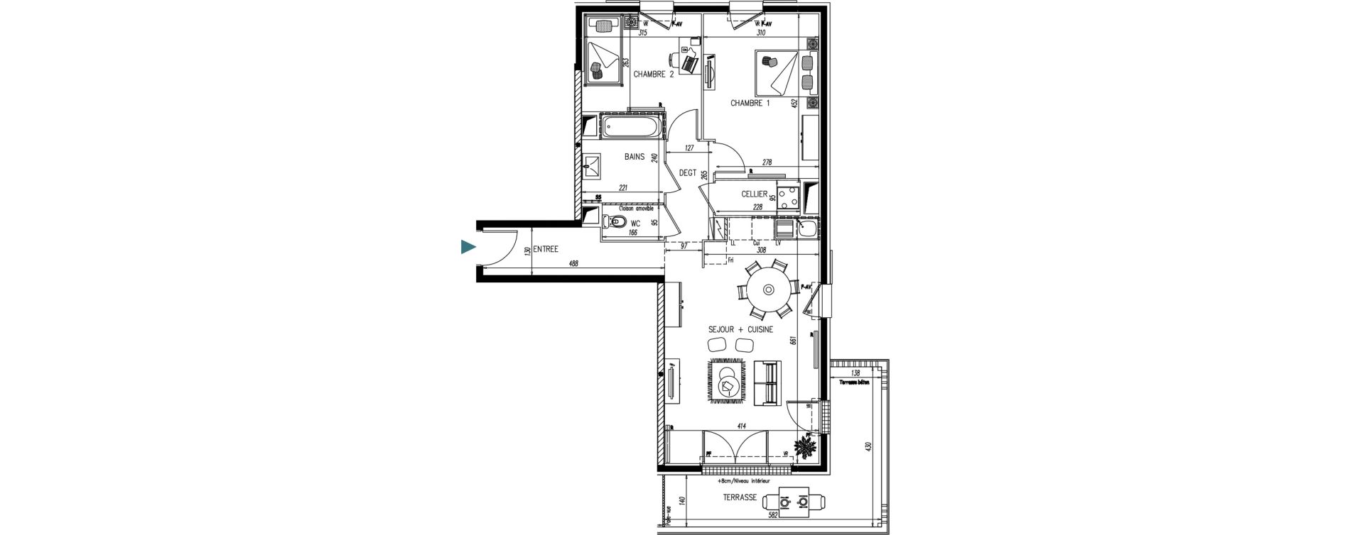 Appartement T3 de 66,43 m2 &agrave; Saint-Vincent-De-Paul Centre