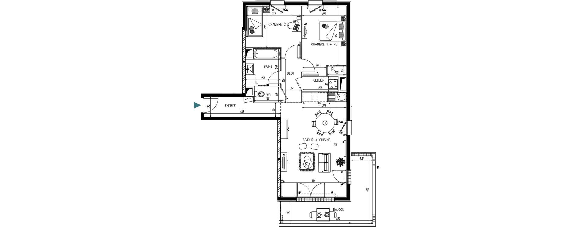 Appartement T3 de 66,46 m2 &agrave; Saint-Vincent-De-Paul Centre