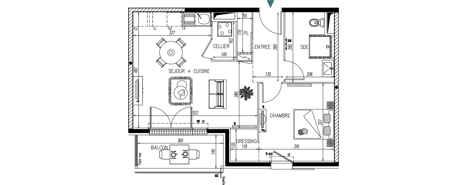 Appartement T2 de 45,14 m2 &agrave; Saint-Vincent-De-Paul Centre